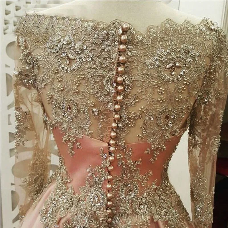 Women Formal Wear Dubai - Blush Rose gold Long Sleeve Evening