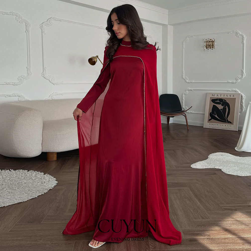 Women Formal Wear Dubai - CUYUN Red Saudi Women Evening Dresses