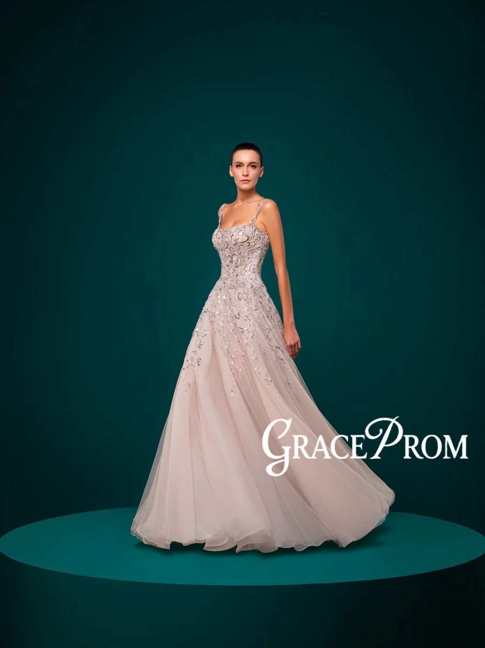 Women Formal Wear Dubai - Elegant Square Neck Evening Dress Dubai