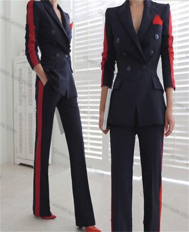 Women'S Red Formal Wear - Red Black Autumn Women Suit Set