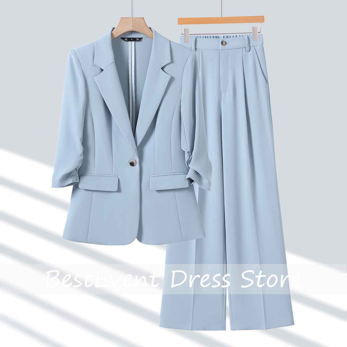 Blazer Set Women Formal - Light Blue Women's Suit Jacket Casual