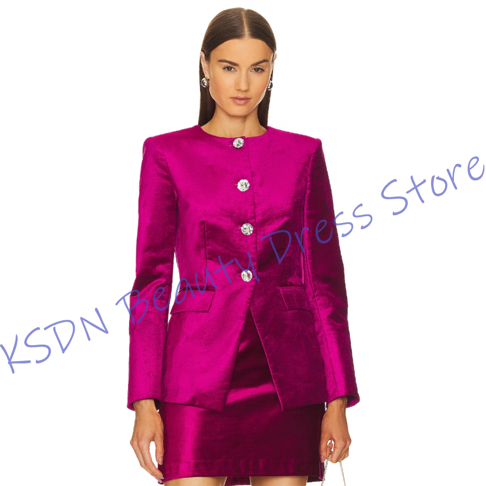 Women Formal Wear Shirt And Pant - Chic Women's Single-Breasted Suit Hot Pink
