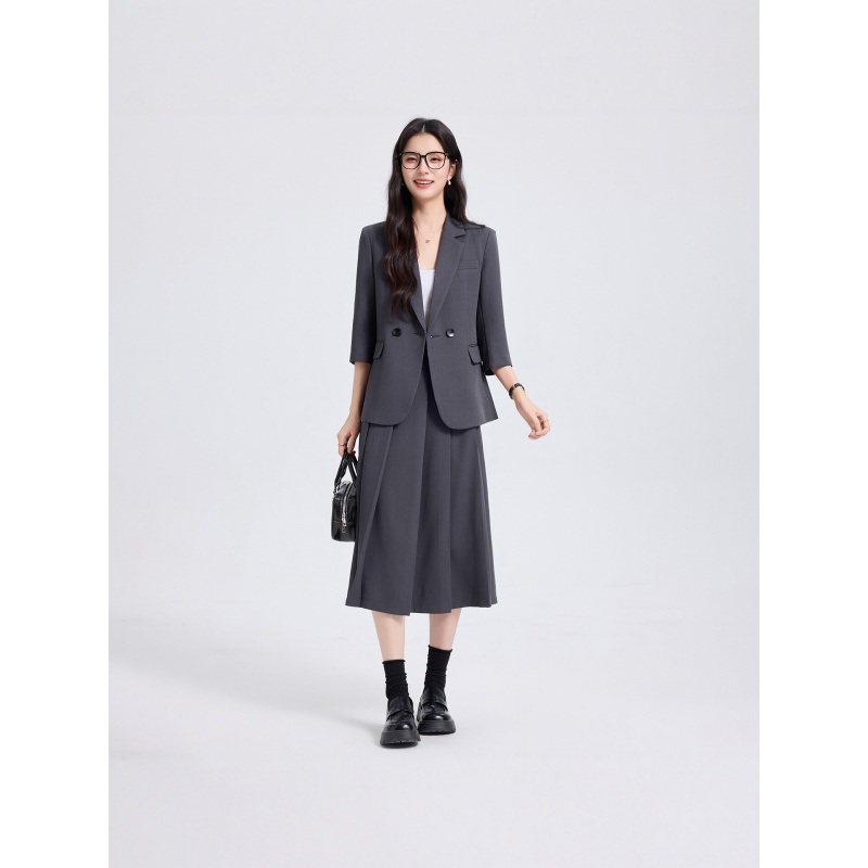 Women Formal Wear Shirt And Pant - Navy Blue Women's Suit Set for