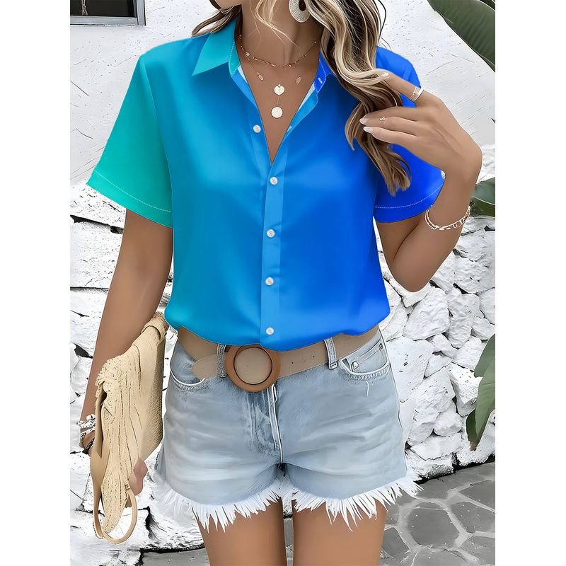 Women's Casual Short Sleeve Bu - огляд і ціна Women Formal Wear Stitching