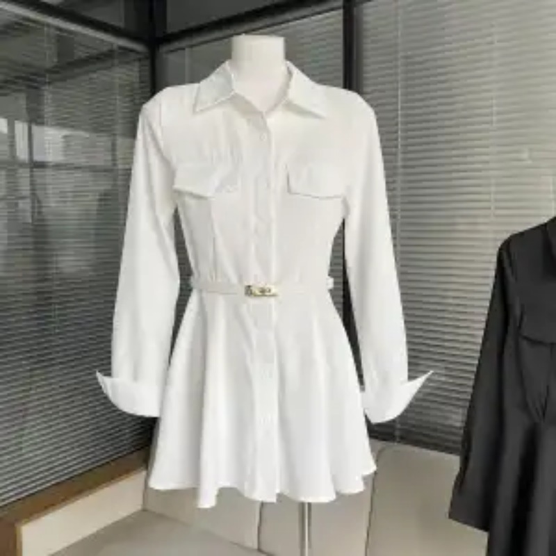 Women's Black Shirt Dress Long - огляд і ціна Women Formal Wear Stitching