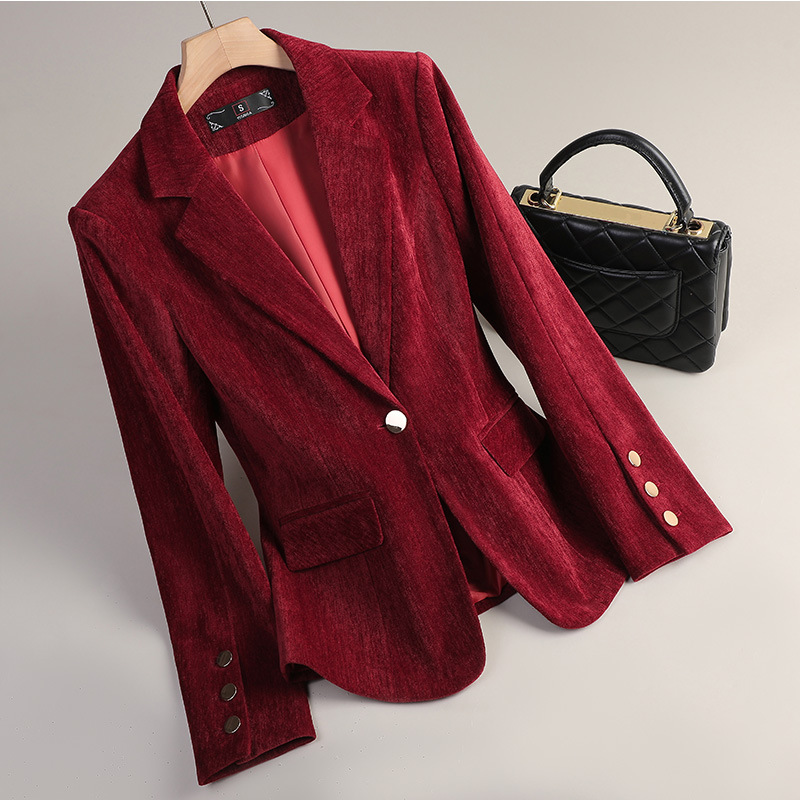 Yellow Gold Velvet Blazer Wome - огляд і ціна Women Formal Wear Business
