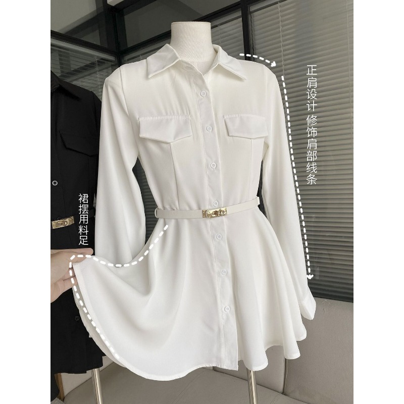 Women's Black Shirt Dress Long - огляд і ціна Women Formal Wear Stitching