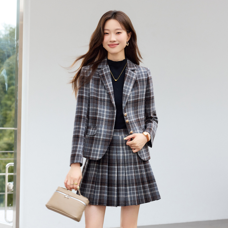 Light Brown Plaid Suit New Sty - огляд і ціна Women Formal Wear Shirt And Pant