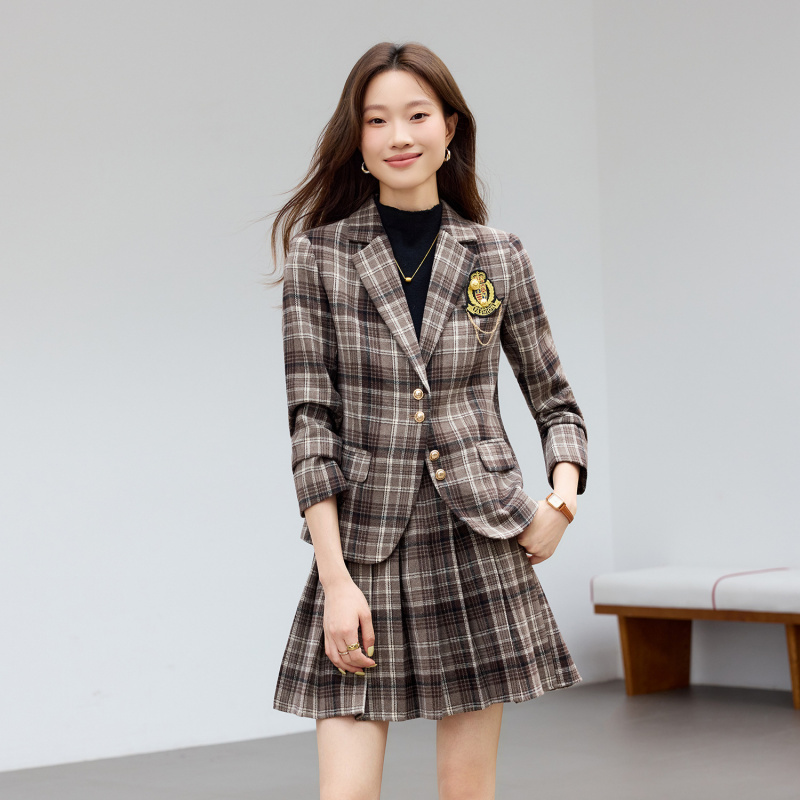 Light Brown Plaid Suit New Sty - огляд і ціна Women Formal Wear Shirt And Pant